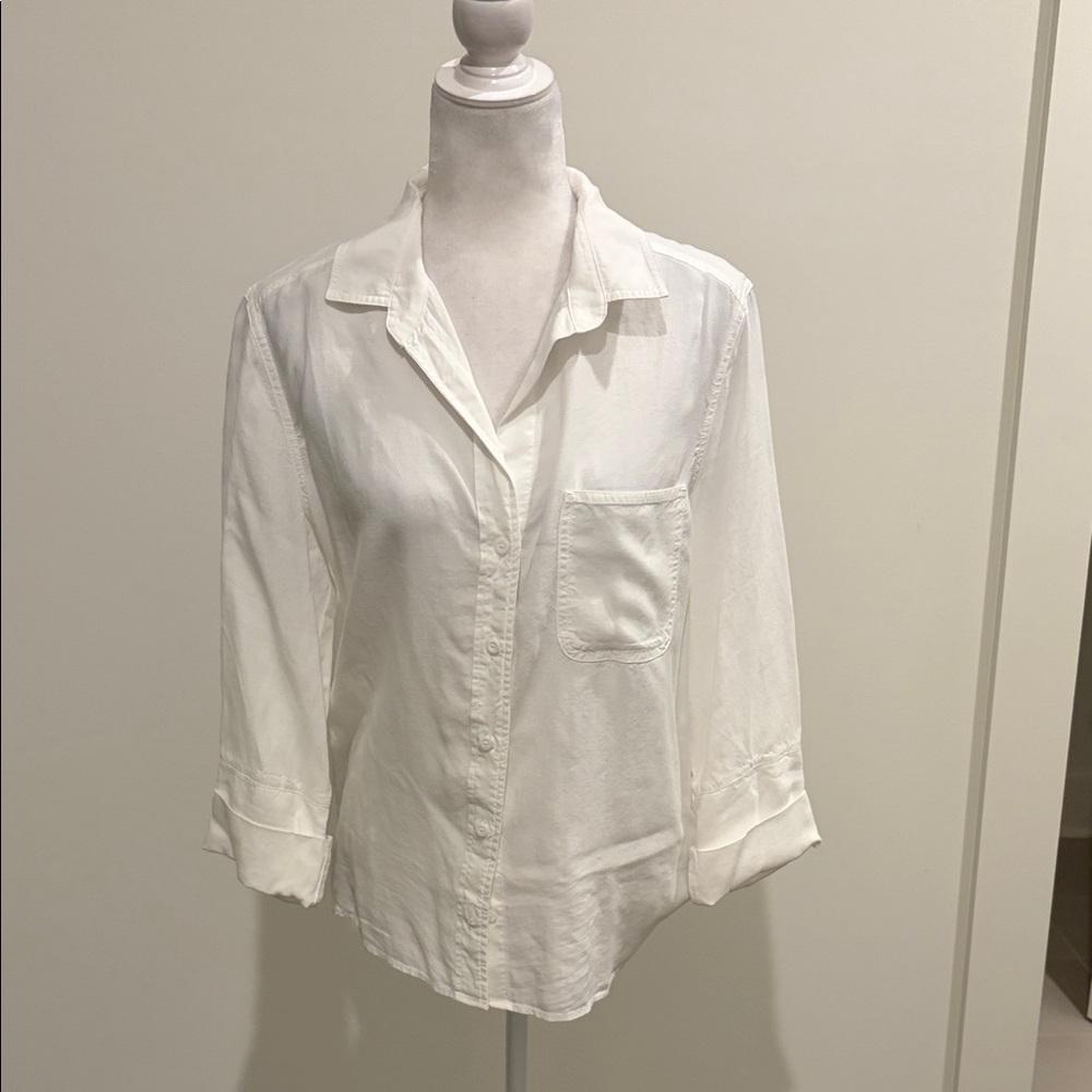 New With Tags Cloth & Stone White Anthropologie Blouse Sz M